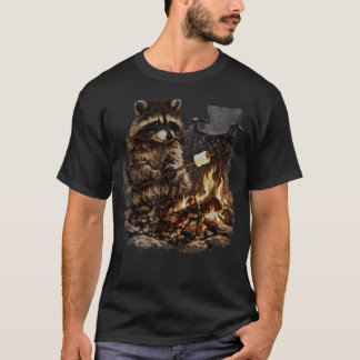 Racoon Toasting Marshmallows Funny Animal Meme T-Shirt