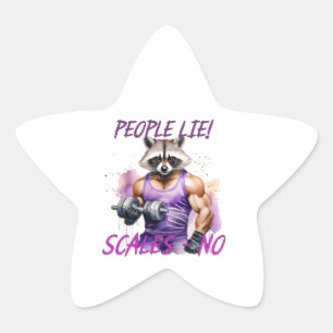 Racoon trainer, athlete, dumbbells star sticker