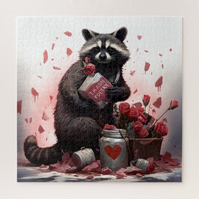Racoon trash poetry Valentines day Jigsaw Puzzle (Vertical)