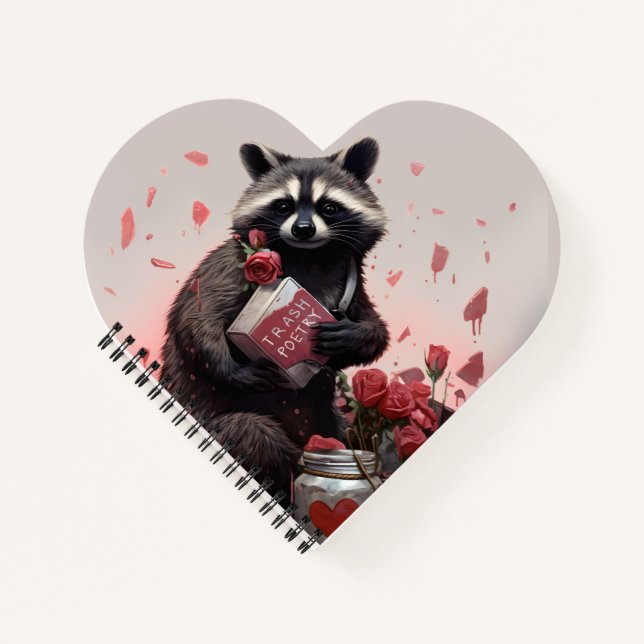 Racoon trash poetry Valentines day Notebook (Front)