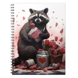 Racoon trash poetry Valentines day Notebook