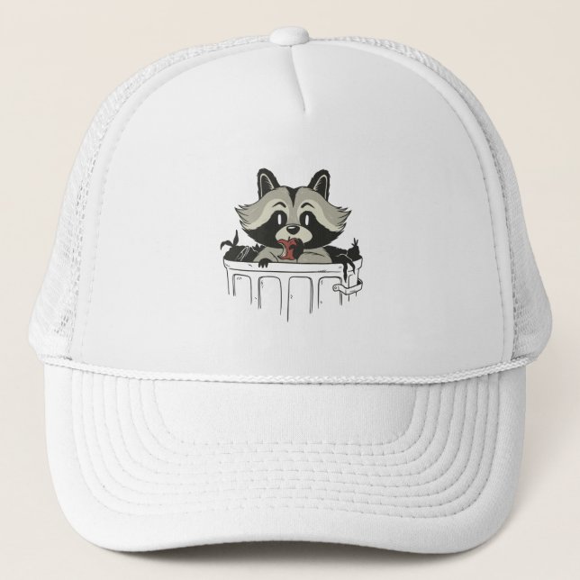 racoon trash trucker hat (Front)