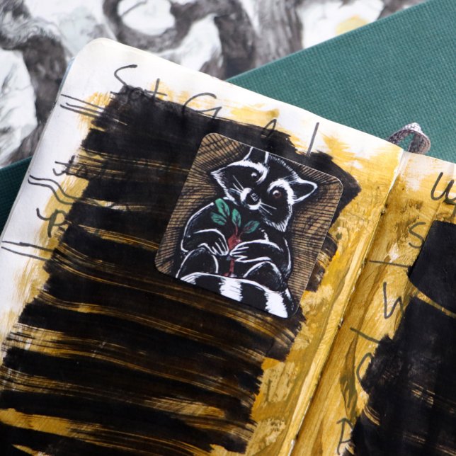 Racoon Turnip Art                                 Square Sticker (Creator Uploaded)