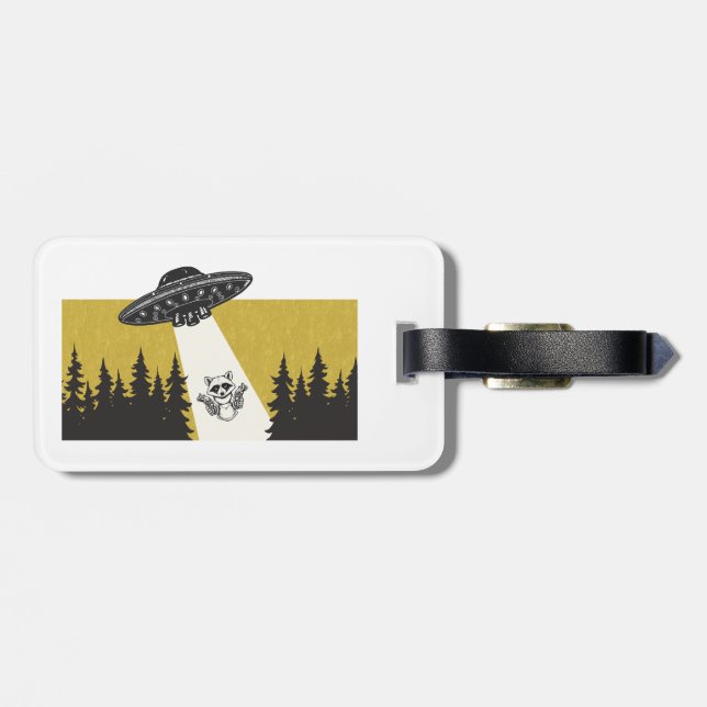 Racoon UFO Luggage Tag (Back Horizontal)