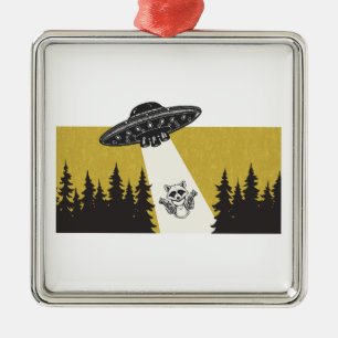 Racoon UFO Metal Ornament