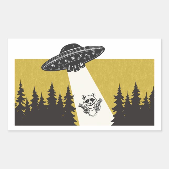 Racoon UFO Rectangular Sticker (Front)