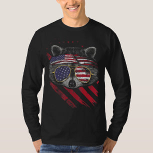 Racoon Us American Flag Trash Panda 4th Of July T-Shirt
