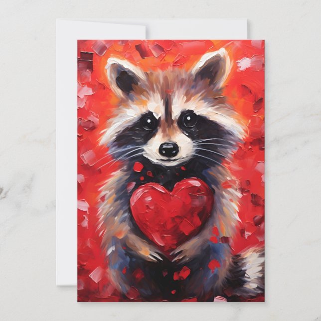 Racoon Valentines day Holiday Card (Front)
