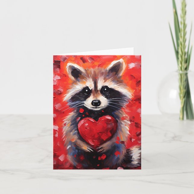 Racoon Valentines day Holiday Card (Front)