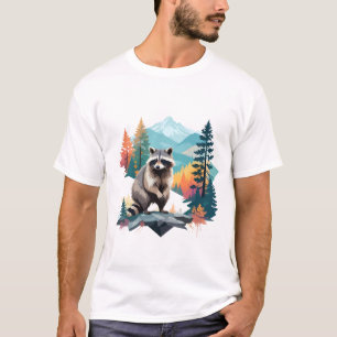 Racoon Vector Art Animal In The Majestic Nature T-Shirt