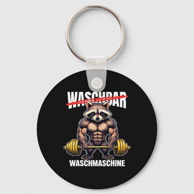 Racoon Washing Machine Bodybuilding Fitness Gym  Key Ring (Front)