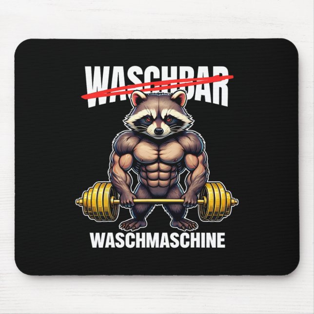 Racoon Washing Machine Bodybuilding Fitness Gym  Mouse Pad (Front)
