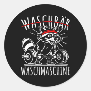 Racoon Washing Machine Racoon Fitness Bodybuildi Classic Round Sticker