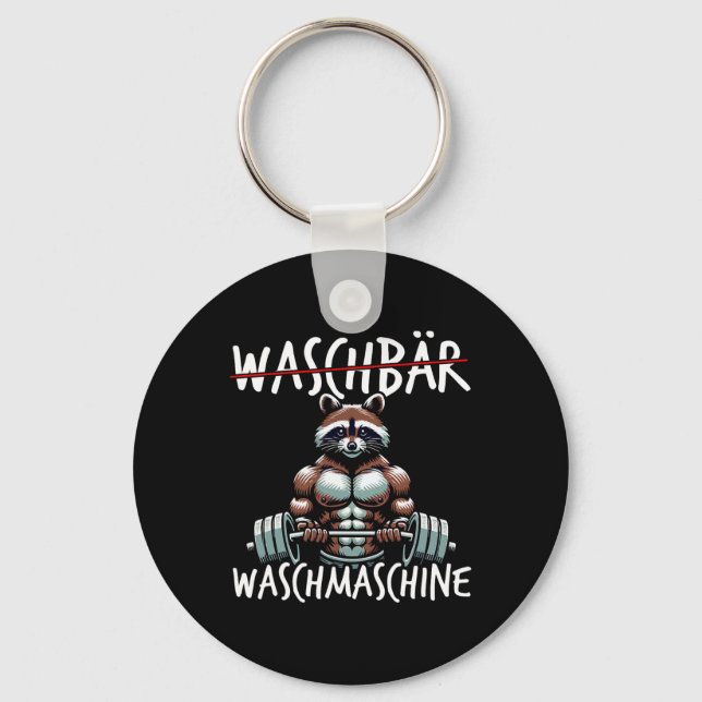 Racoon Washing Machine Racoon Fitness Bodybuildi Key Ring (Front)