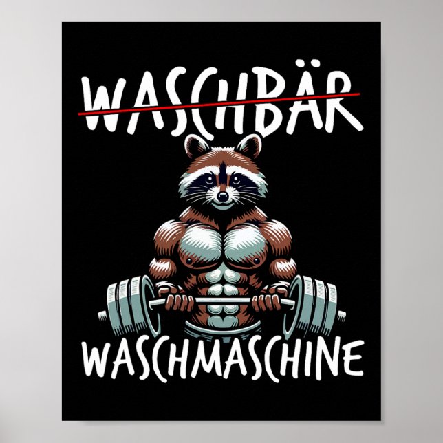 Racoon Washing Machine Racoon Fitness Bodybuildi Poster (Front)