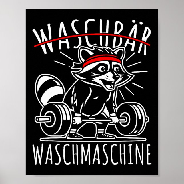 Racoon Washing Machine Racoon Fitness Bodybuildi Poster (Front)