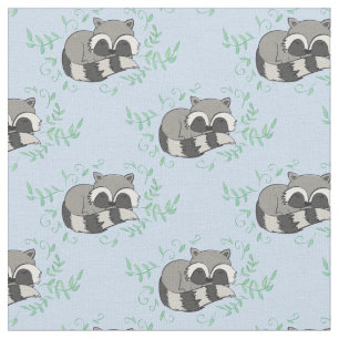 Racoon Watercolor Baby Room Decor Woodland Animal Fabric