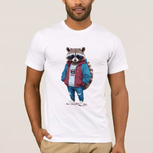 Racoon Wearing Hoodie Funny Cool Animal Character T-Shirt