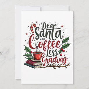 Racoon Wearing Santa Hat and Christmas Invitation