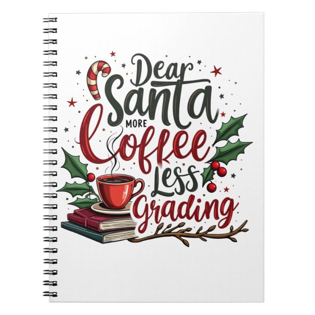 Racoon Wearing Santa Hat and Christmas Notebook (Front)