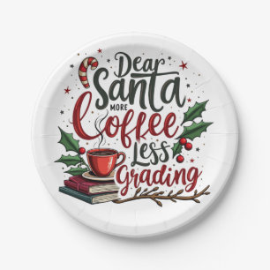 Racoon Wearing Santa Hat and Christmas Paper Plate