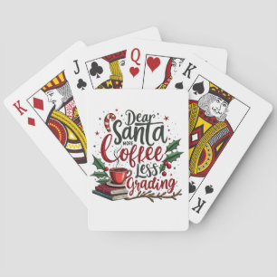 Racoon Wearing Santa Hat and Christmas Playing Cards