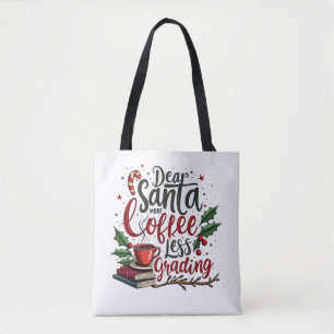 Racoon Wearing Santa Hat and Christmas Tote Bag
