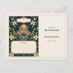 Racoon Wedding Guest Book Wishes Postcard