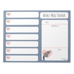Racoon Weekly Meal planner notepad 