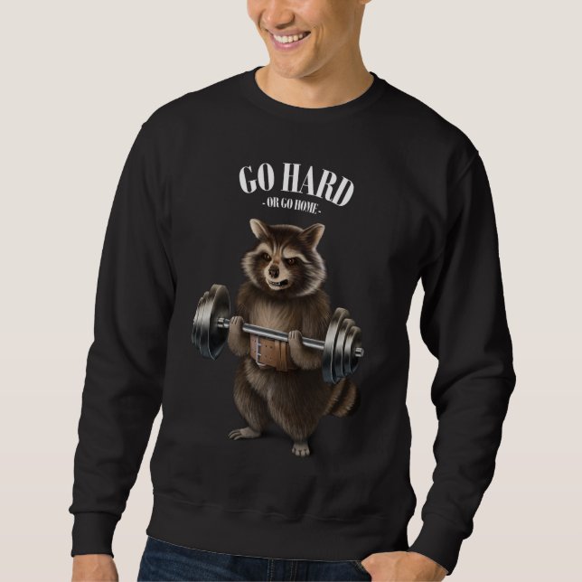 Racoon Weightlifting in Fitness Gym Sweatshirt (Front)