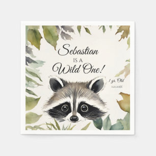 Racoon Wild One Woodland Animal Birthday Party Napkin