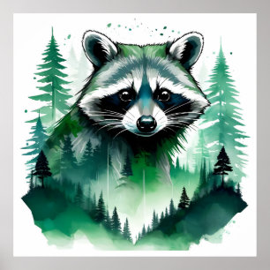 Racoon Wildlife Animal Nature Environment Forest Poster