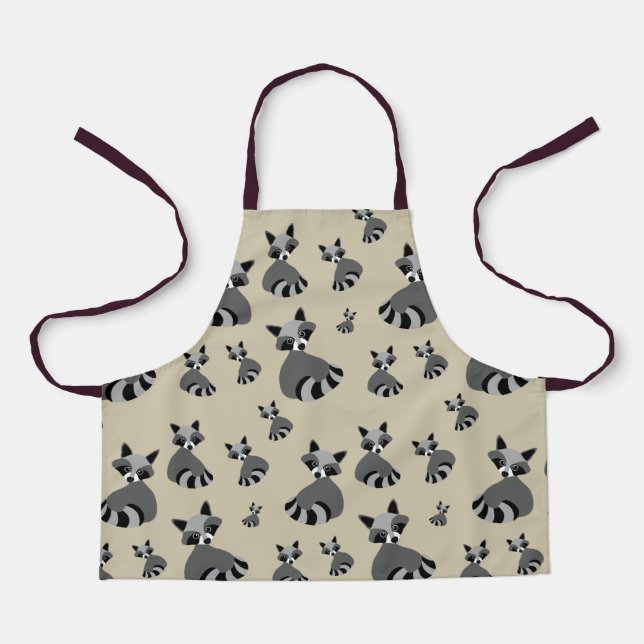 Racoon Wildlife Graphic Pattern Apron (Front)