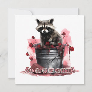 Racoon Will you be my Valentine? Save The Date