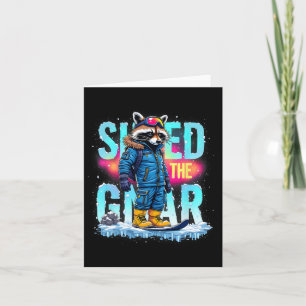 Racoon Winter Sports Men Ski Shred The Gnar Snowb Card