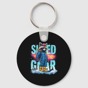 Racoon Winter Sports Men Ski Shred The Gnar Snowb Key Ring