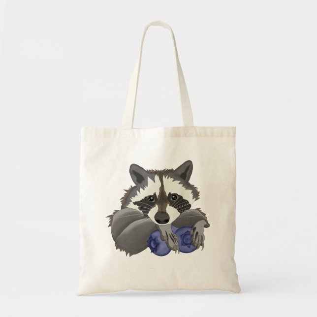 Racoon with blueberries tote bag (Front)