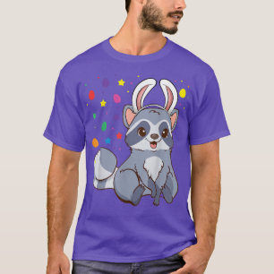 Racoon With Bunny Ears Funny Egg Hunting Easter 2 T-Shirt