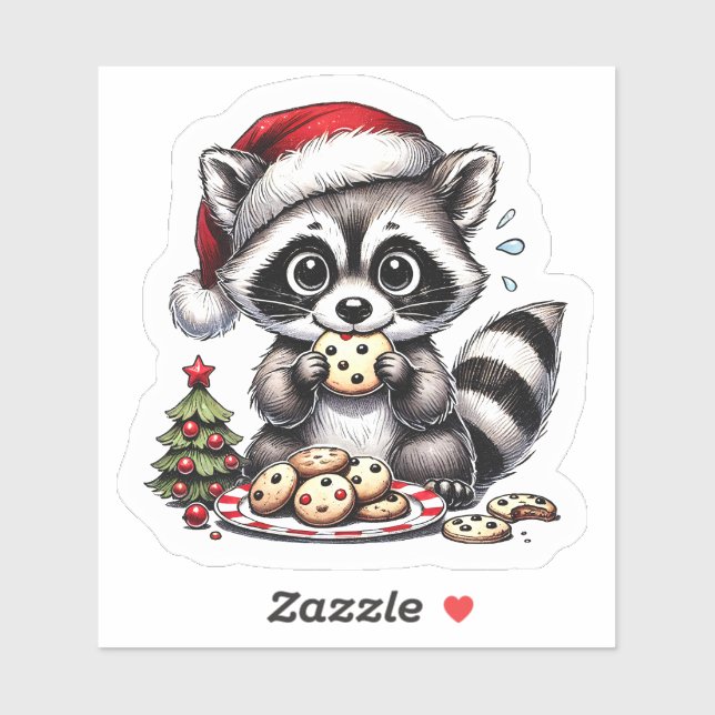 Racoon With Cookies by Christmas Tree (Sheet)