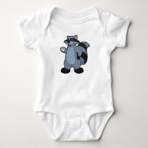 Racoon with Cup of Coffee Baby Bodysuit