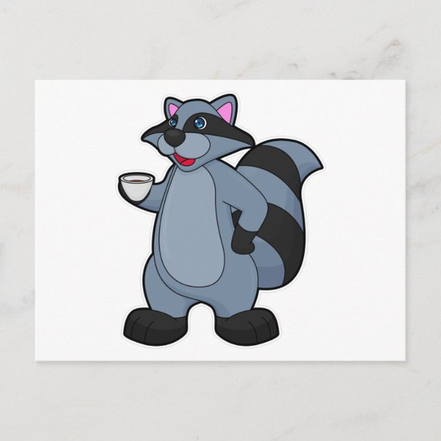 Racoon with Cup of Coffee Postcard (Front)