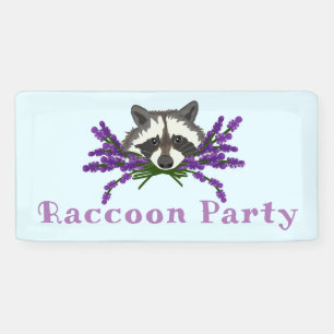 Racoon with lavender. Racoon Party Banner