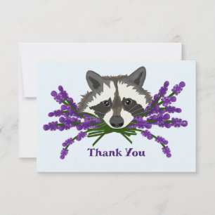 Racoon with lavender thank you card