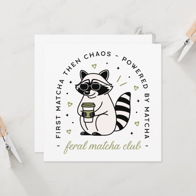 Racoon with matcha club funny kawaii aesthetic (Front/Back In Situ)