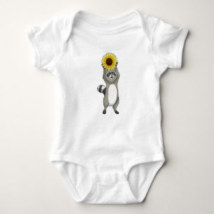 Racoon with Sunflower Baby Bodysuit