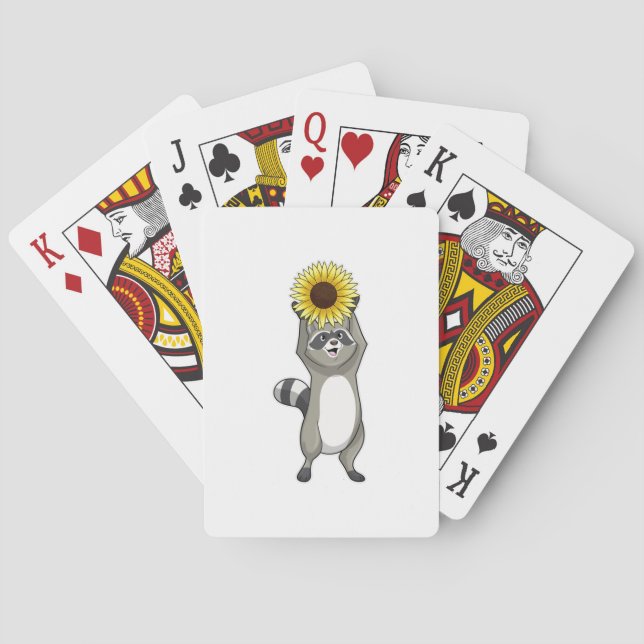 Racoon with Sunflower Playing Cards (Back)