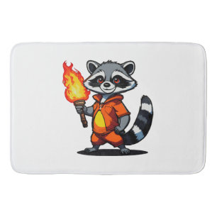 Racoon with Torch Bath Mat