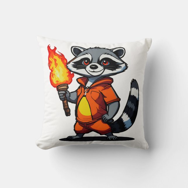 Racoon with Torch Cushion (Front)