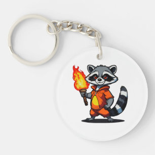 Racoon with Torch Key Ring