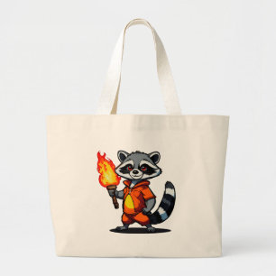 Racoon with Torch Large Tote Bag